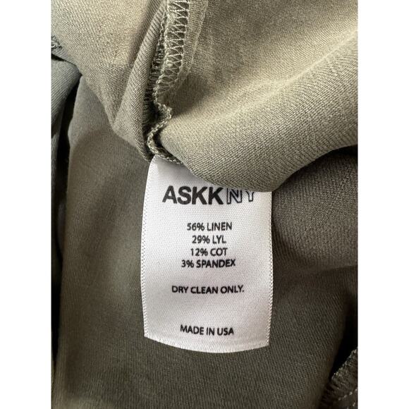 ASKK NY Zip Front Long Sleeve Utility Jumpsuit Linen Lyocell In Green Size 3 - Picture 12 of 13